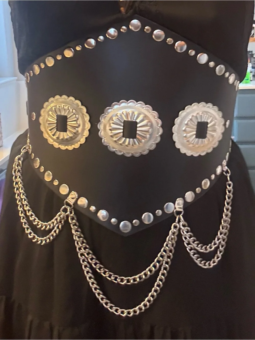 The Heiress Black Leather Chain Corset Belt